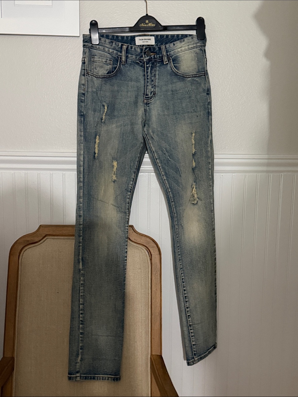 Thom Browne Women’s Distressed Light Blue Jeans SZ: 30/32